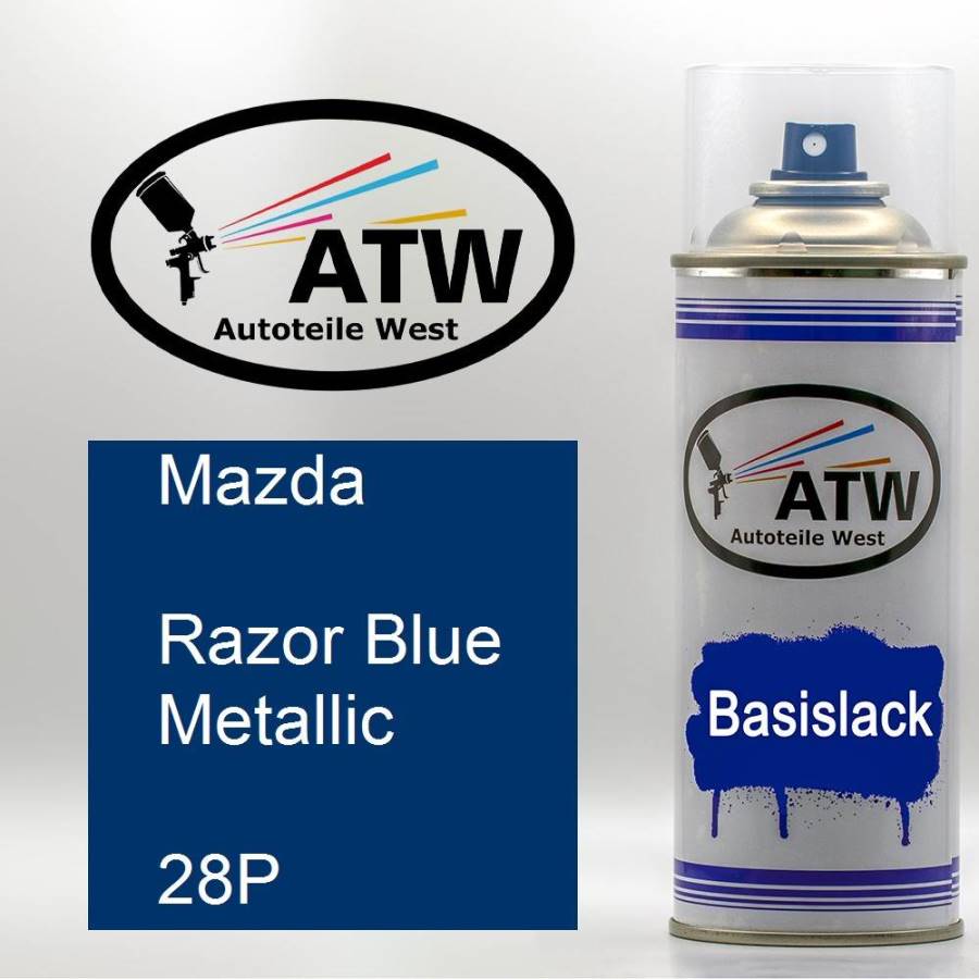 Mazda, Razor Blue Metallic, 28P: 400ml Sprühdose, von ATW Autoteile West.